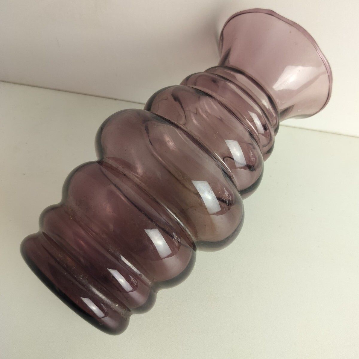 Art Deco Doyen Purple Amethyst Hooped Vase Lovely  Large Art Glass Antique photo 110.0