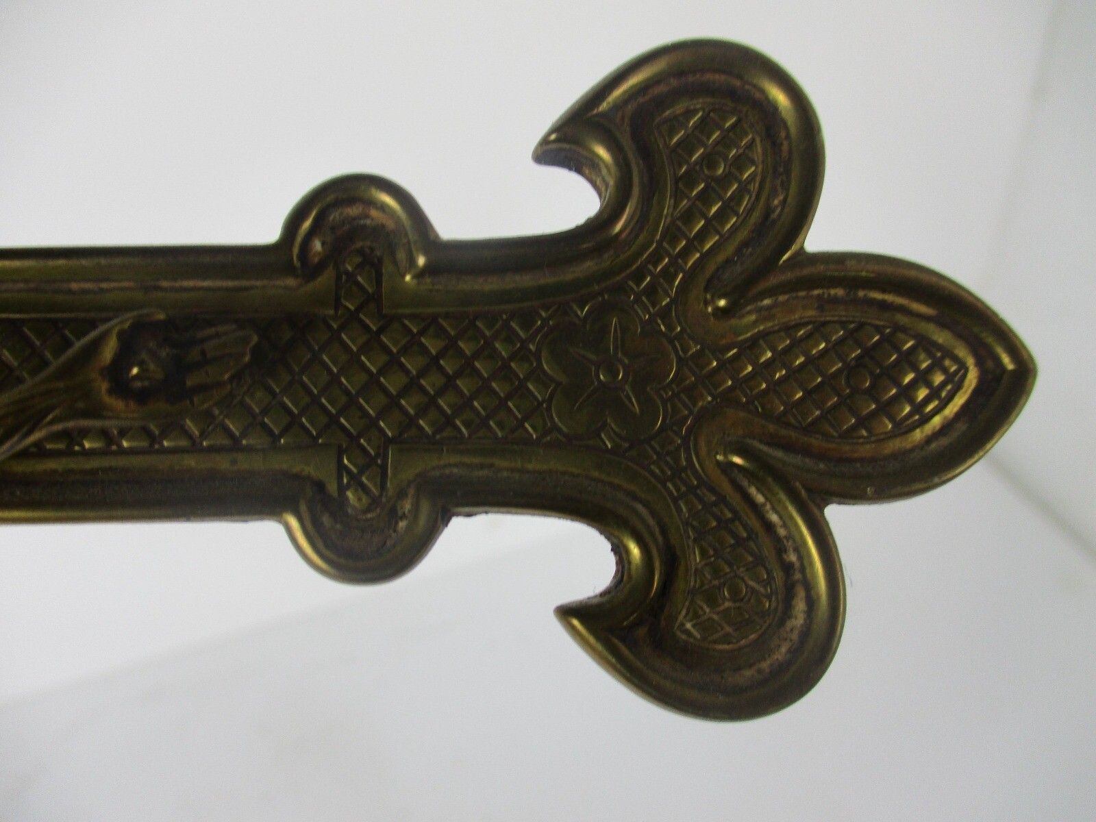 French Standing Altar Church Chapel Crucifix Cross Ornate Brass Enamel Fleur De photo Home Decor