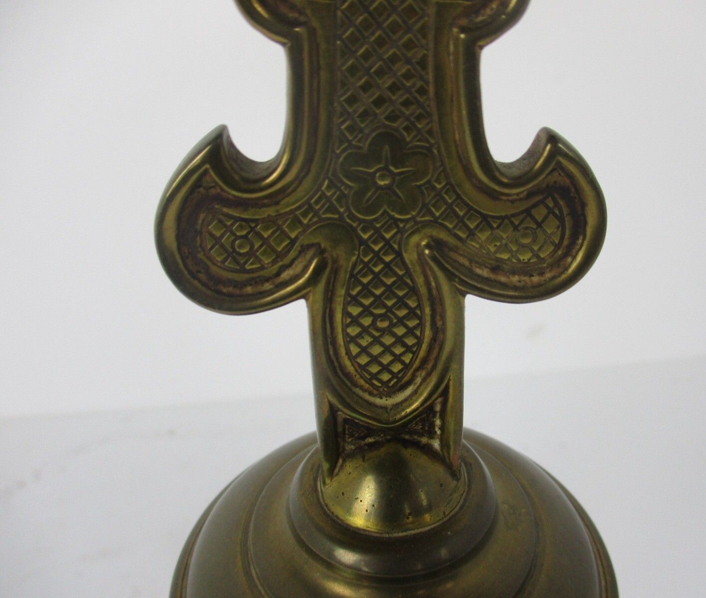 French Standing Altar Church Chapel Crucifix Cross Ornate Brass Enamel Fleur De photo 323.0