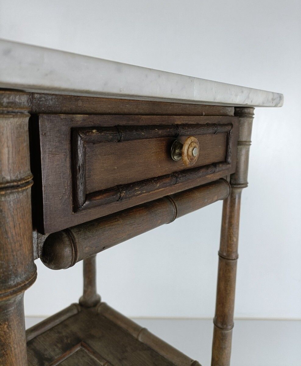 Bamboo Tiki Style Side Cabinet Table Nightstand Vintage Mid Century Gorgeous Htf photo vintage