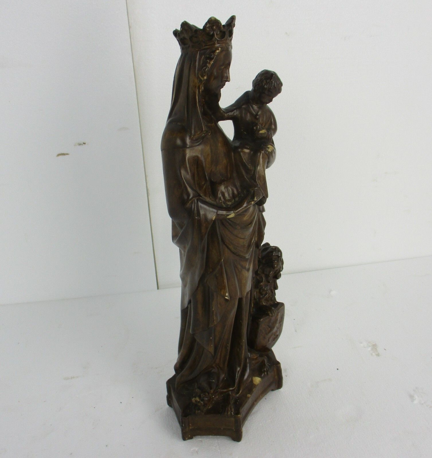 Gothic Statue Virgin Mary Madonna Notre Dame Protection Dragon Lion Plaster photo buy
