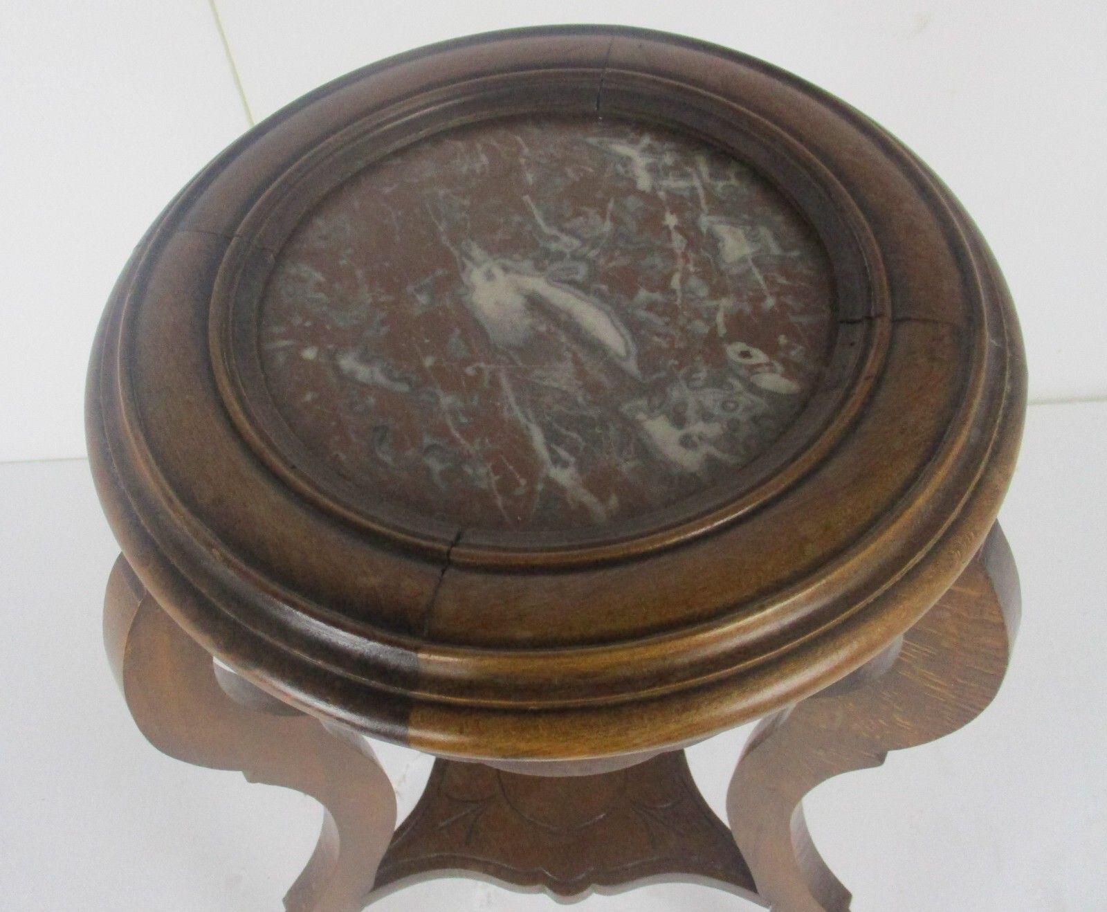 Carved Wood Marble Top 2 Tier Plant Flower Bonsai Stand Pedestal Antique photo furniture