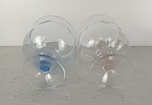 Two Antique Large Art Deco Glasses Pink Blue photo buy