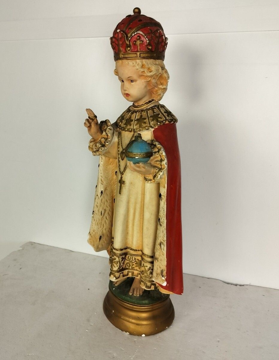 Xl Statue Infant Of Prague Infant Jesus Santo Nino Plaster Hand Painted Chapel A photo Art