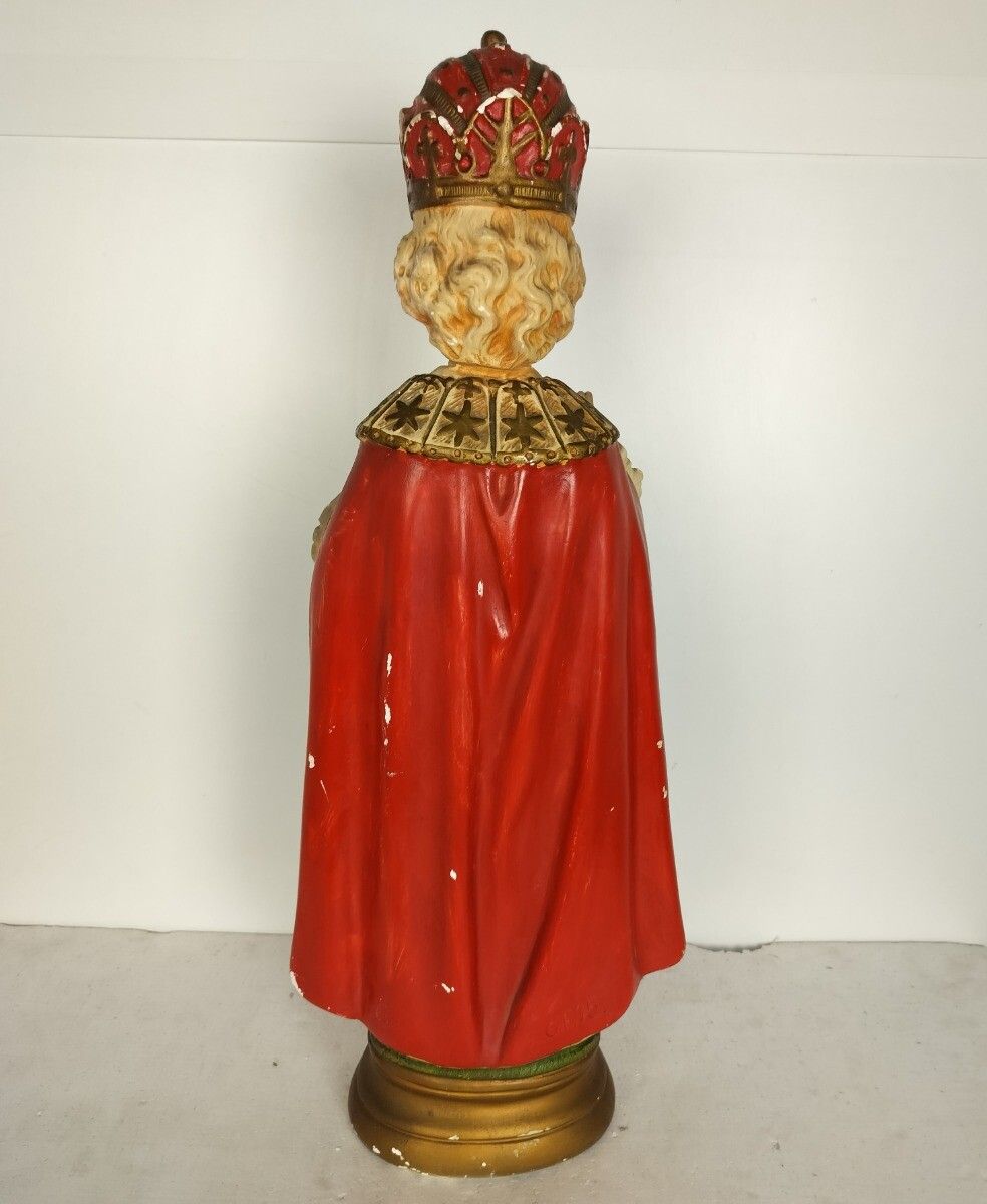 Xl Statue Infant Of Prague Infant Jesus Santo Nino Plaster Hand Painted Chapel A photo vinterior