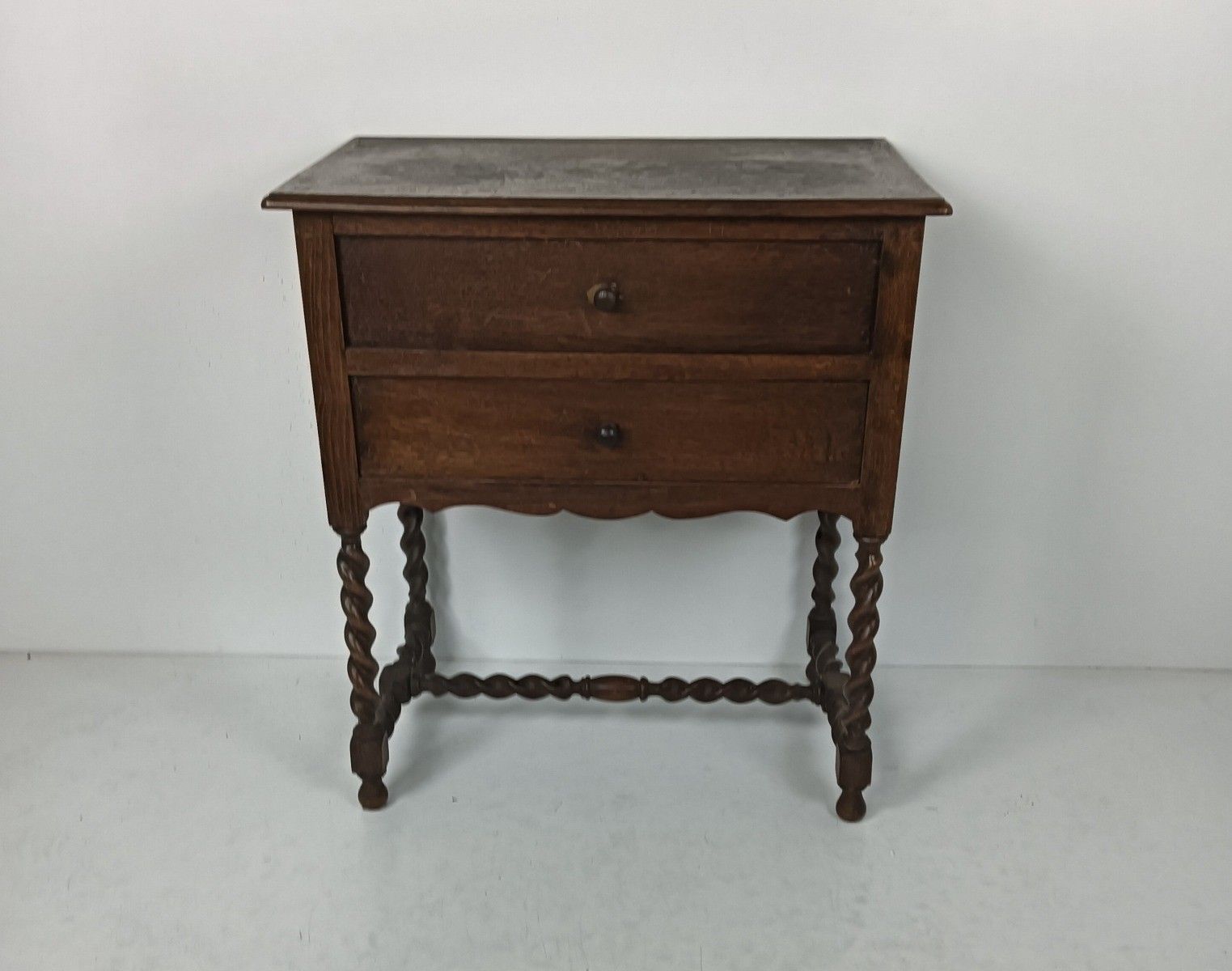 809.0 Barley Twist Carved Wood Sewing Quilting Cabinet Desk Table Edwardian  Antique W photo