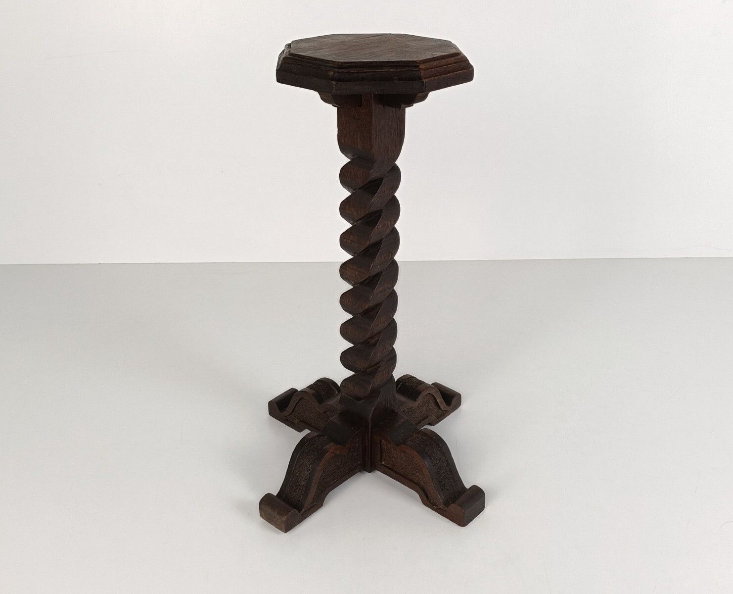 Ornate Hand Carved Wooden Barley Twist Pedestal Siede Table Two Tier Bonsai Plan photo furniture