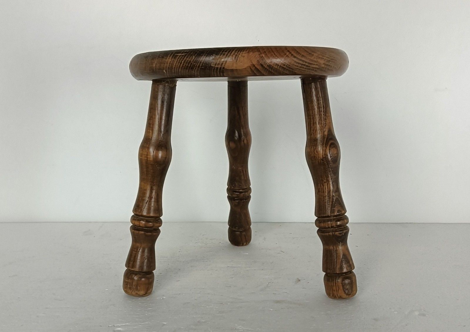 Small Vintage Carved Wooden Milking Stool Plant Stand Pedestal Side Table Bonsai photo 73.0