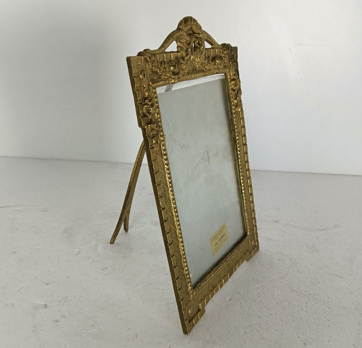 Ornate Brass Picture Frame Hanging, Small, Rococo Style, Standing Vintage photo furniture