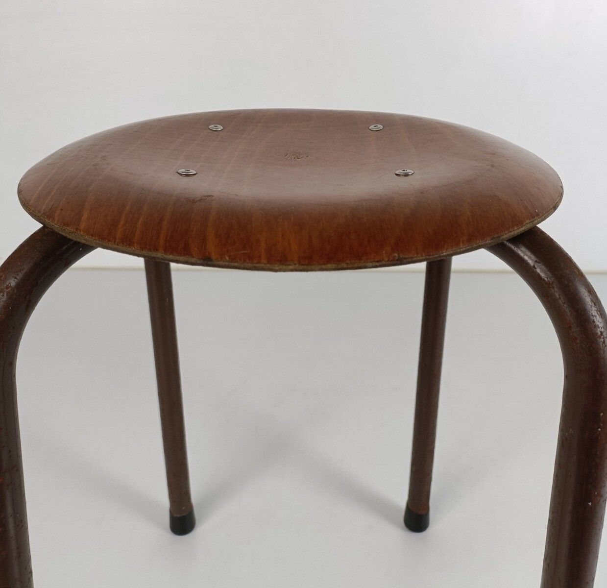 Vintage Stool Chair Industrial Plywood Iron Legs Funky Retro photo Furniture