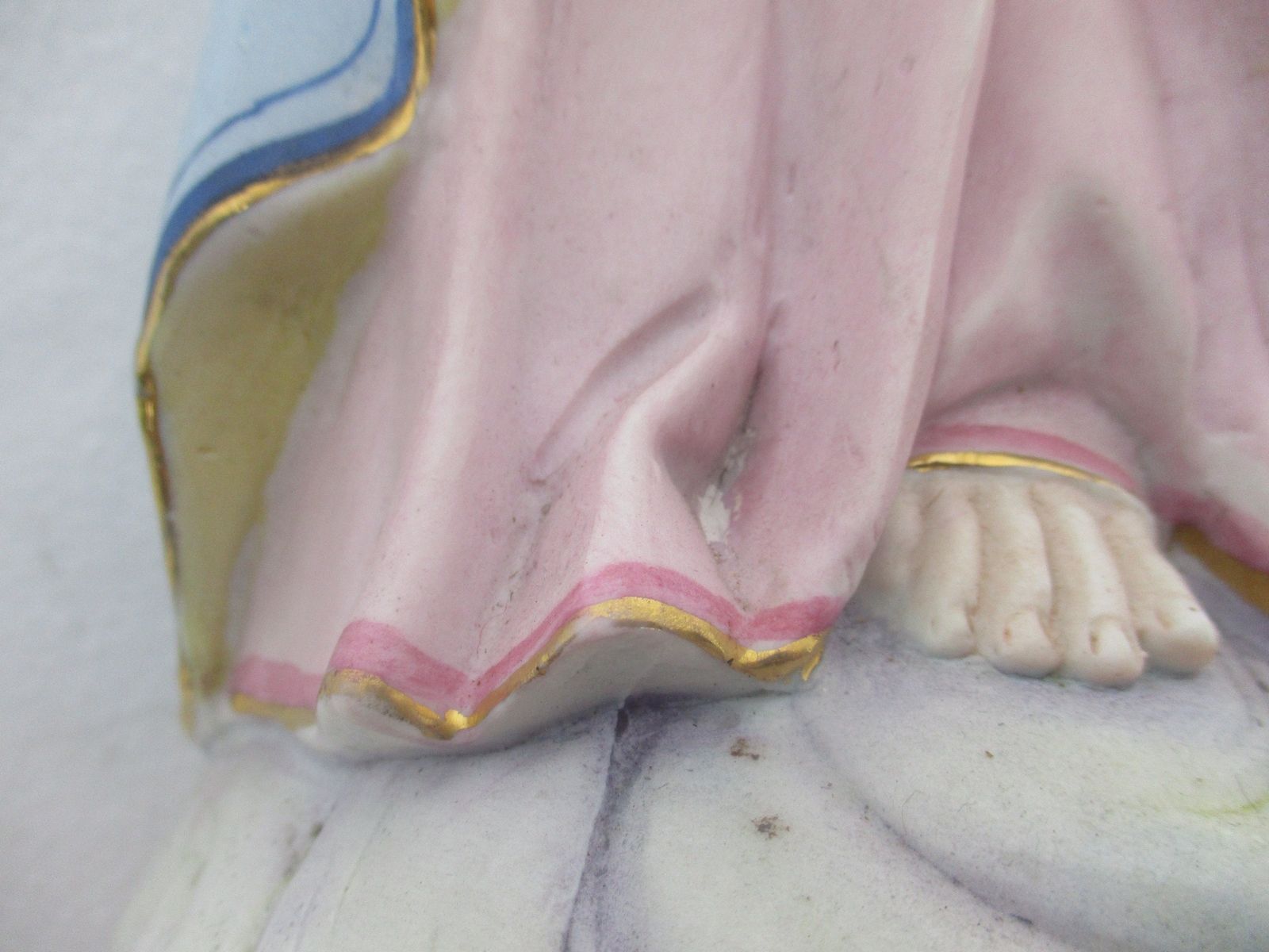 Antique Porcelain Bisque Statue Saint Joseph Angel Lilies Protector Of Homes Pol photo vintage