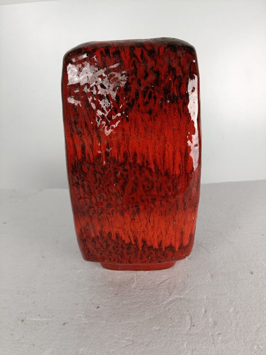 Vintage Vase Steuler West Germany Pottery Faience Fat Lava Glazed 60s, Funky Squ photo furniture