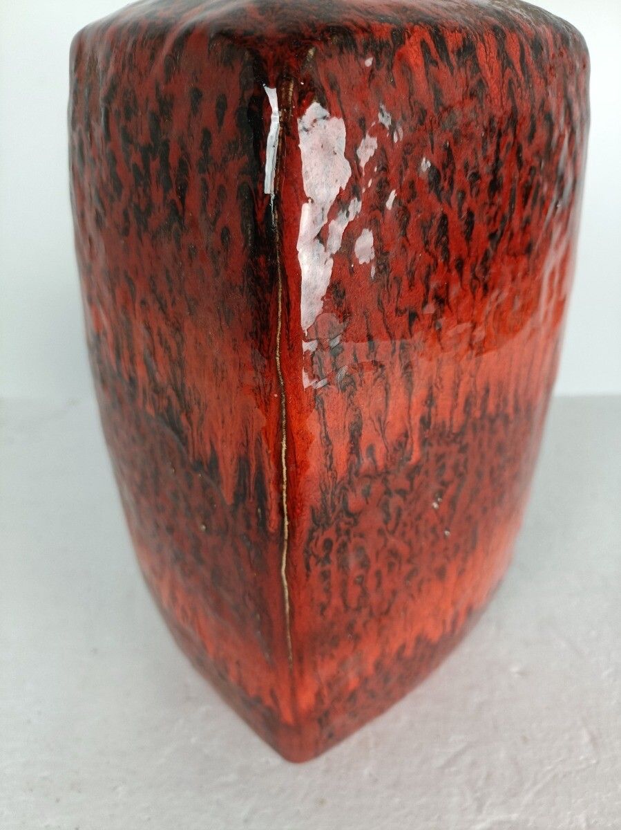 Vintage Vase Steuler West Germany Pottery Faience Fat Lava Glazed 60s, Funky Squ photo Home Decor