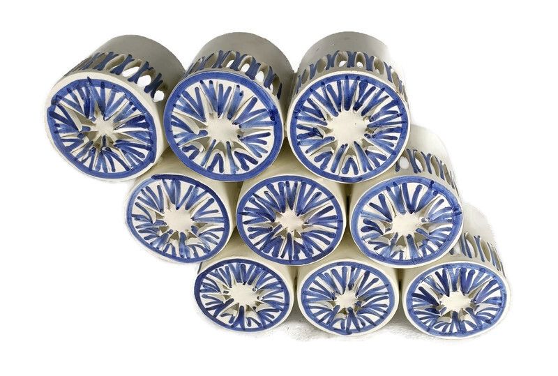 Extremely Rare Italian Ceramic Art Piece Wall Hanging Blue White Abstract Era Al