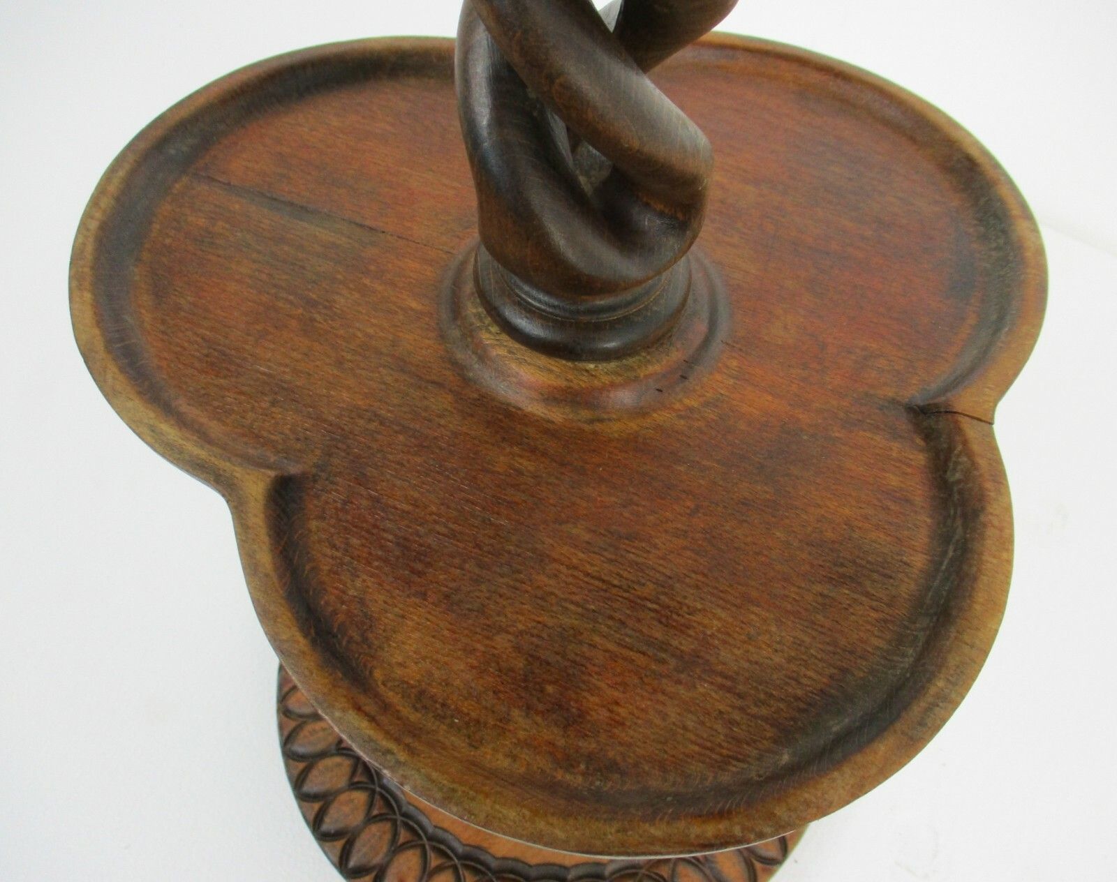 Vintage Carved Wood Open Barley Twist Pedestal Display Table Plant Bonsai Stand photo Home Decor