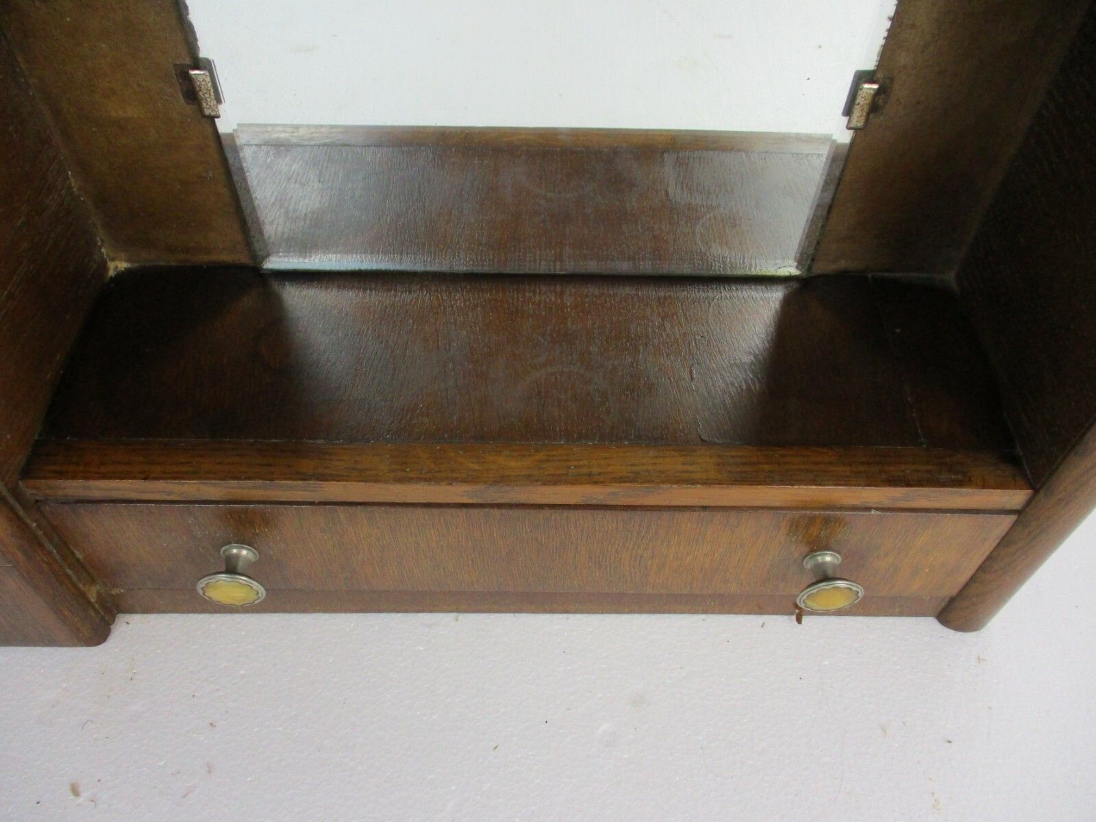 Double Apothecary Bathroom Medicine Kitchen Cabinet Wood Art Deco Beveled Glass photo Furniture