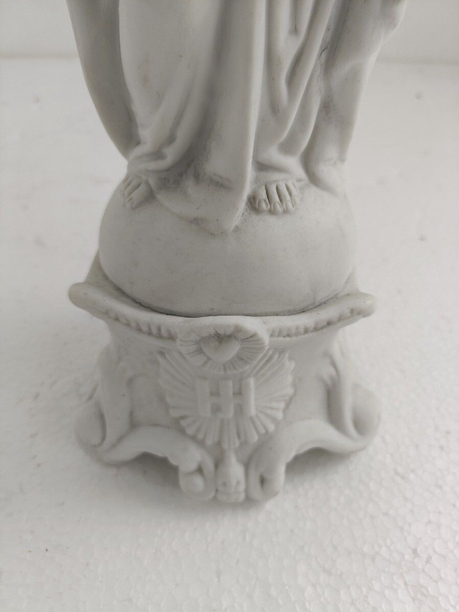 Antique Porcelain Bisque Statue Saint Joseph Angel Lilies Protector Of Homes Mar photo for sale