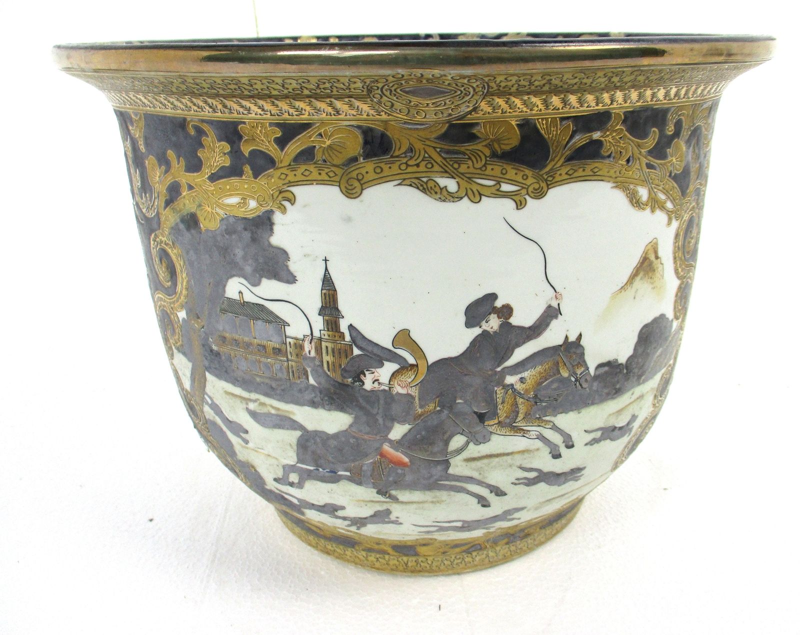 Antique Planter Flower Pot Jardiniere Sèvres Limoges Style Chinoiserie Hunters photo Home Decor