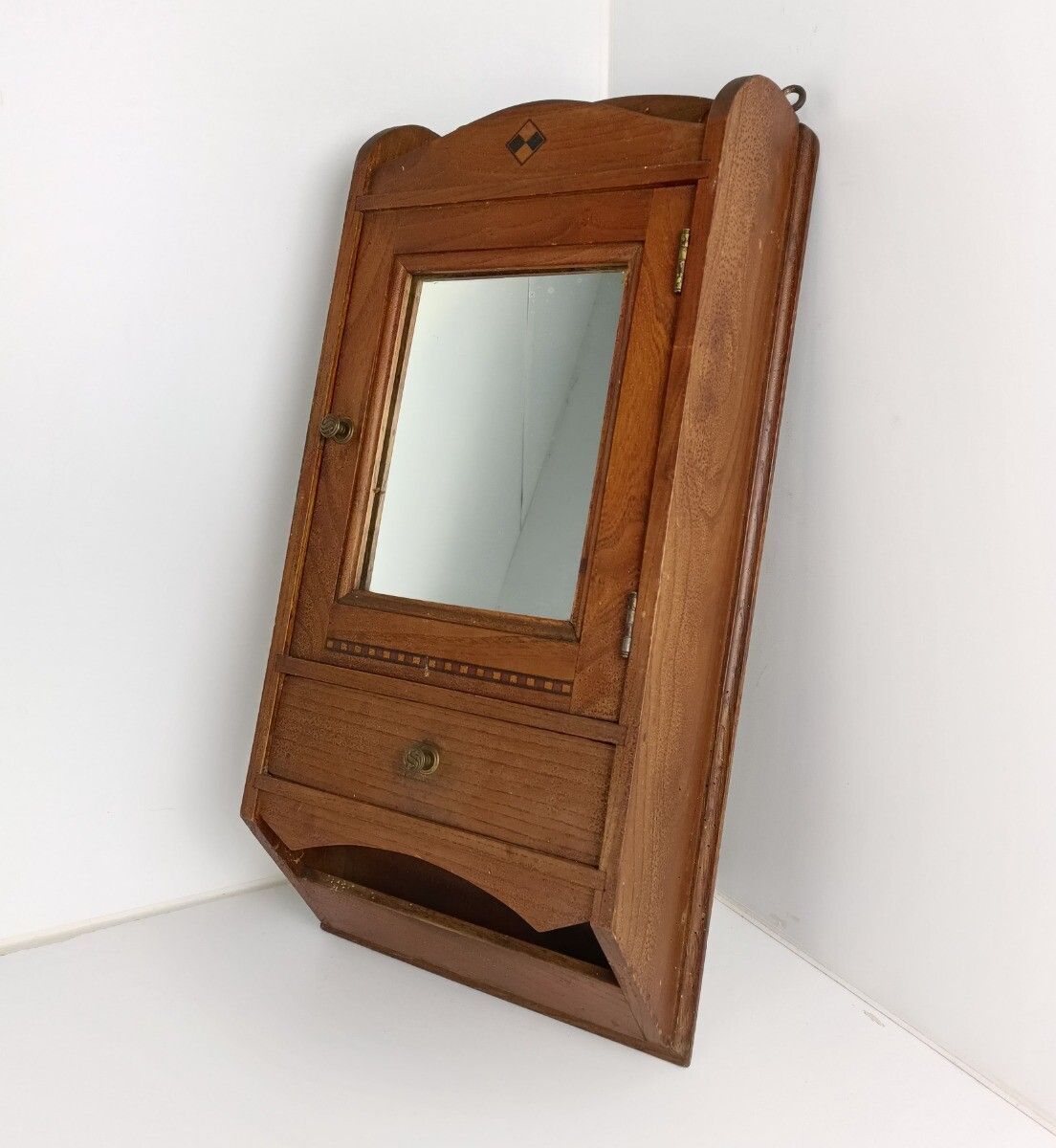 Gorgeous Medicine Cabinet Inlay Wood Antique Apothecary Kitchen Bathroom  Cabine photo furniture