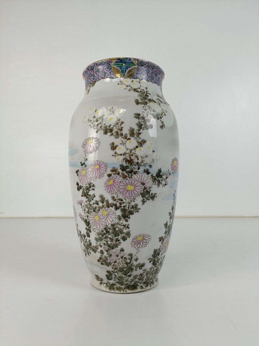Japanese Antique 19th Century Floral Vase Decoration Only photo for sale