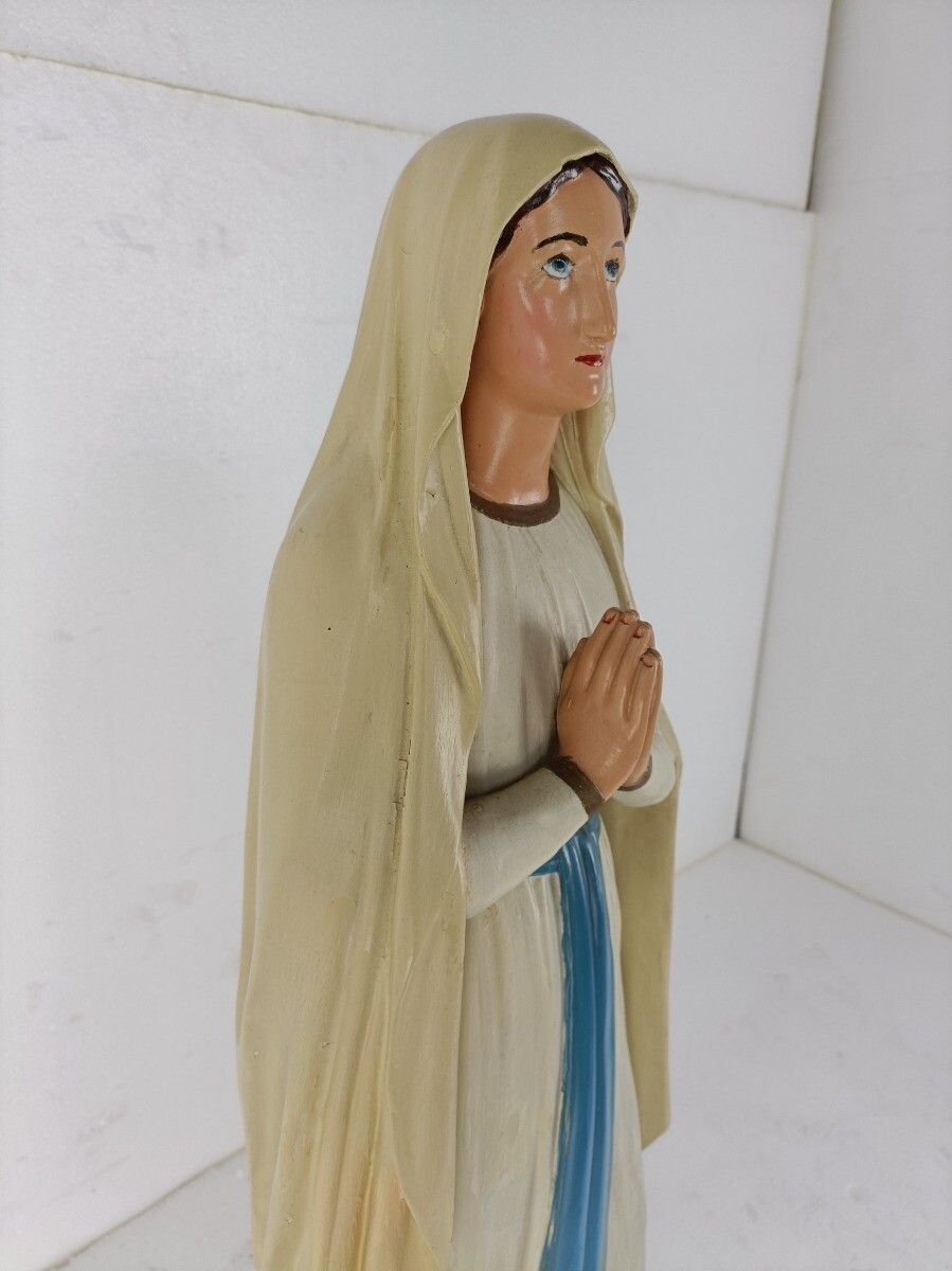 Xl Virgin Mary Madonna Our Lady Of Lourdes Plaster Statue Chapel French 33.85" photo Art