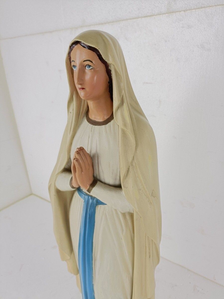 Xl Virgin Mary Madonna Our Lady Of Lourdes Plaster Statue Chapel French 33.85" photo 890.0