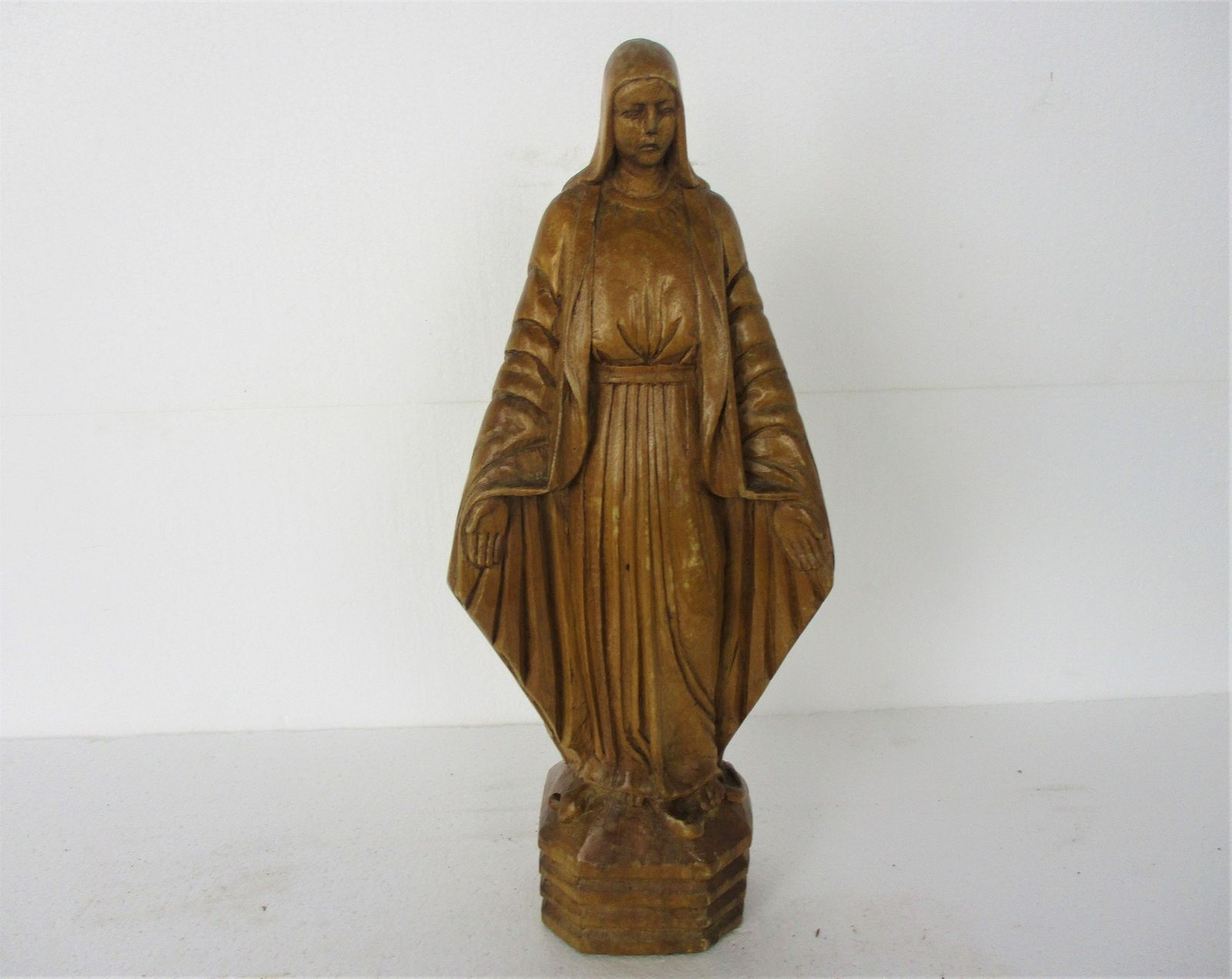 Hand Carved Wooden Statue Virgin Mary Our Lady Madonna Open Arms Lovely photo furniture