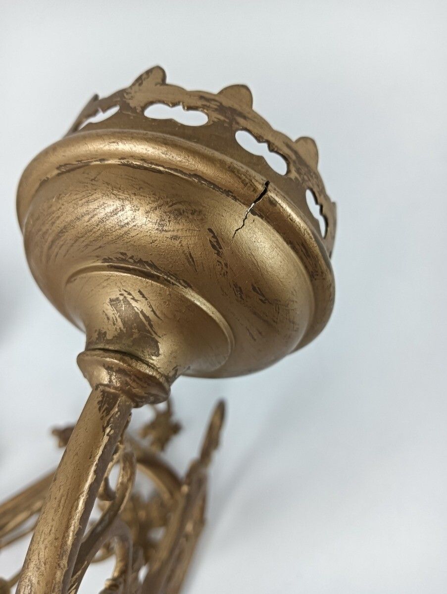 Couple Religious Hanging Procession Torch Thuribles Candle Holders Brass Lamp  G photo for sale