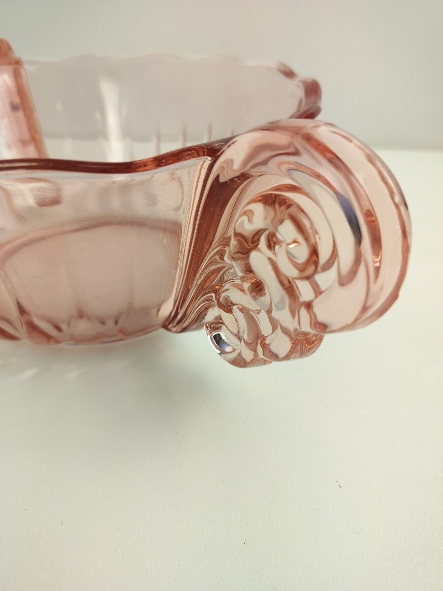 Gorgeous Art Deco Antique Art Depression Glass Pink Serving  Dish Bowl Collector photo vinterior