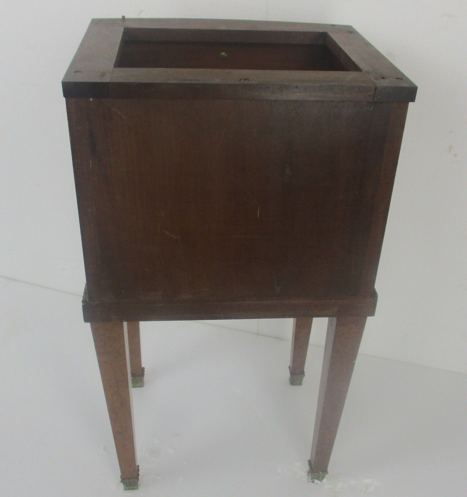 Furniture Cabinet Side Table Night Stand Queen Anne Style Wood Marble Inlay Butterflies photo