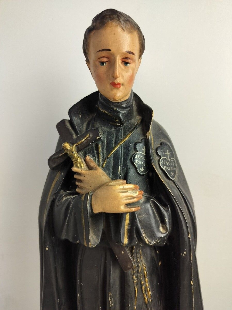 Antique 1900 Plaster  Statue Saint John Berchmans Patron Of Youth Collector Htf photo furniture