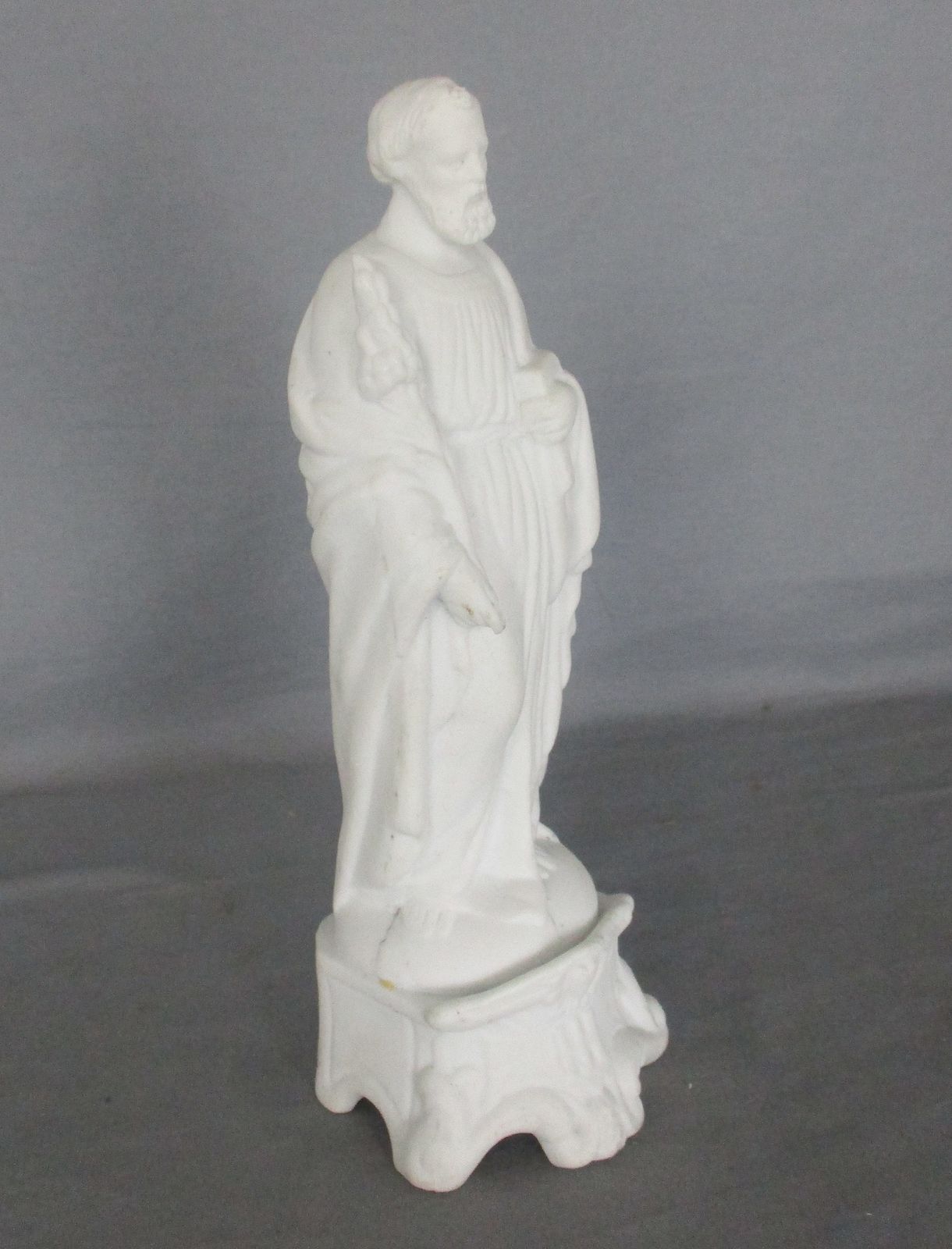 Antique Porcelain Bisque Statue Saint Joseph Angel Lilies Protector Of Homes Mar photo Art