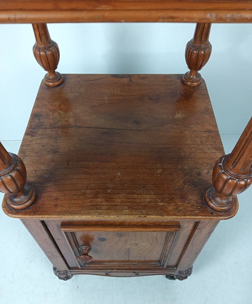 photo furniture Antique Nightstand Pinewood End Table Bedroom Cabinet Japandi Style On Wheels