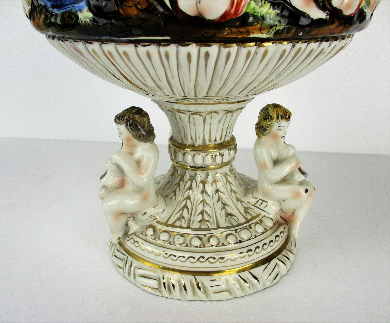 L Capodimonte Italian Centerpiece Bernini Putti Angels Woman Playing Flute Wow photo for sale