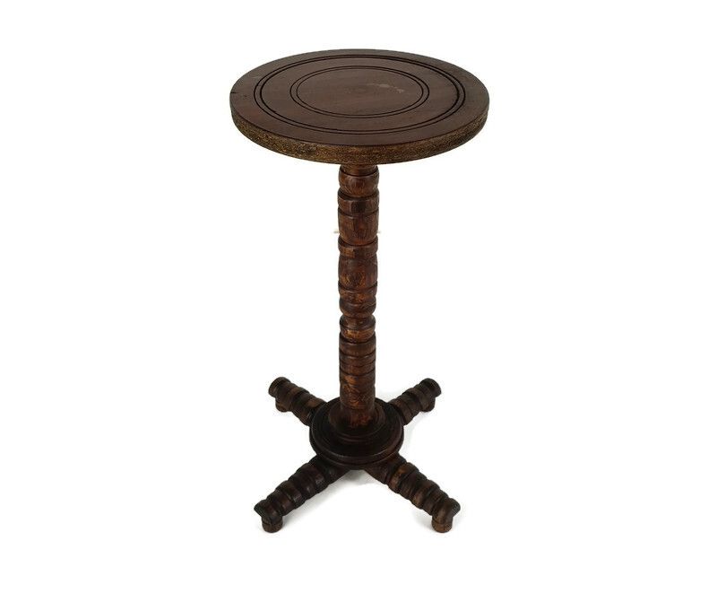 Vintage Hand Carved Ornate Plant Stand Pedestal Special Side Table Barn Style