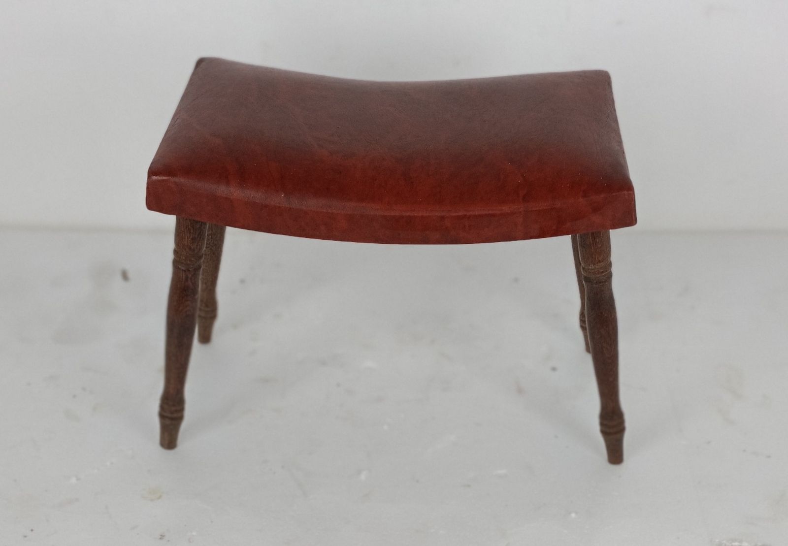 Vintage Footstool Ottoman  Foot Rest  Wooden Legs Faux Leather Modernist Funky photo furniture