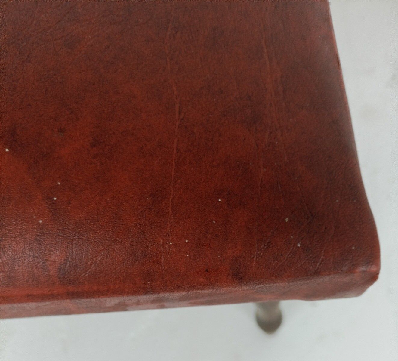 Vintage Footstool Ottoman  Foot Rest  Wooden Legs Faux Leather Modernist Funky photo vintage