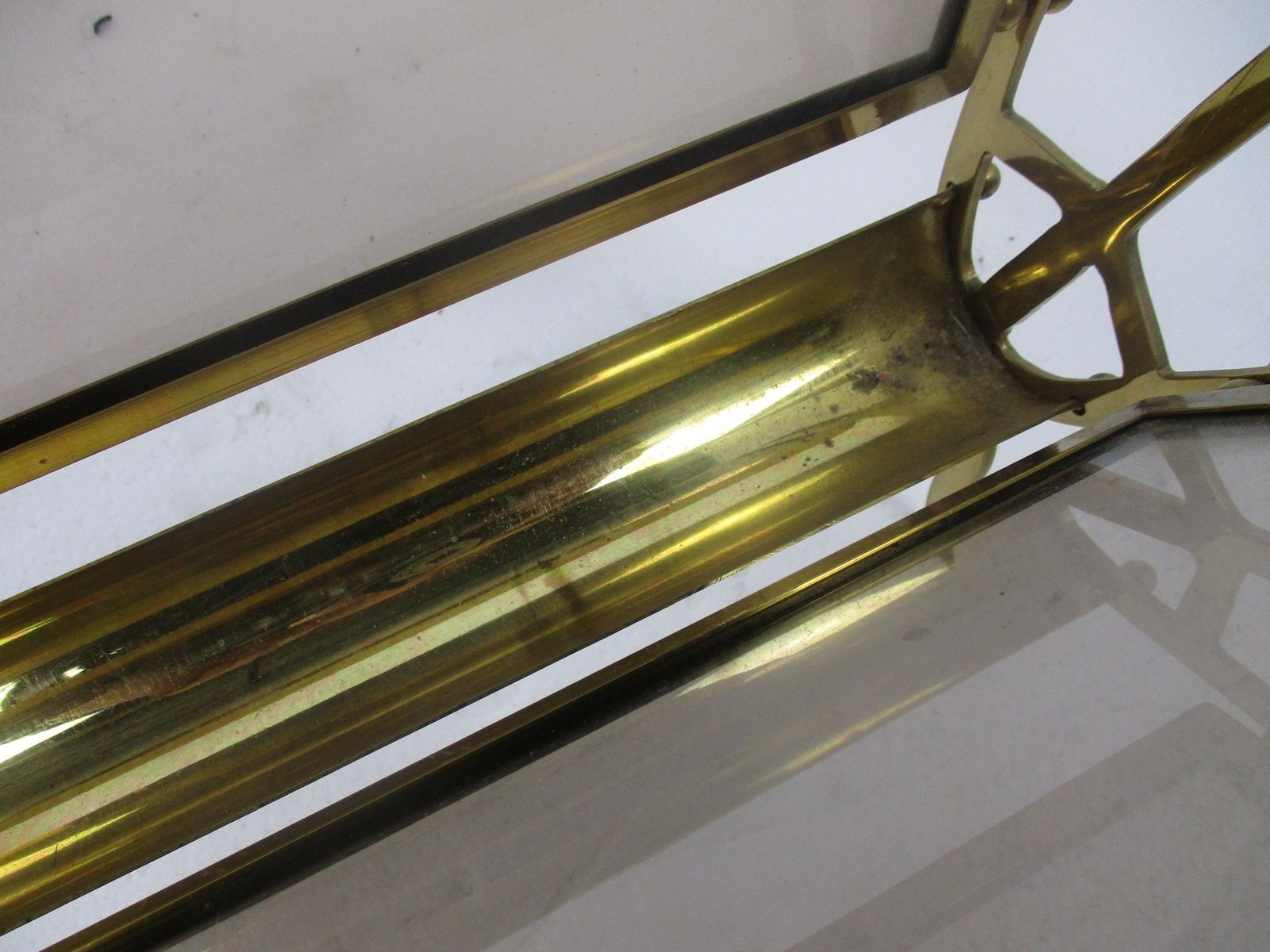 Vintage  Brass Lucite Modernist Magazine Newspaper Basket Rack photo Home Decor