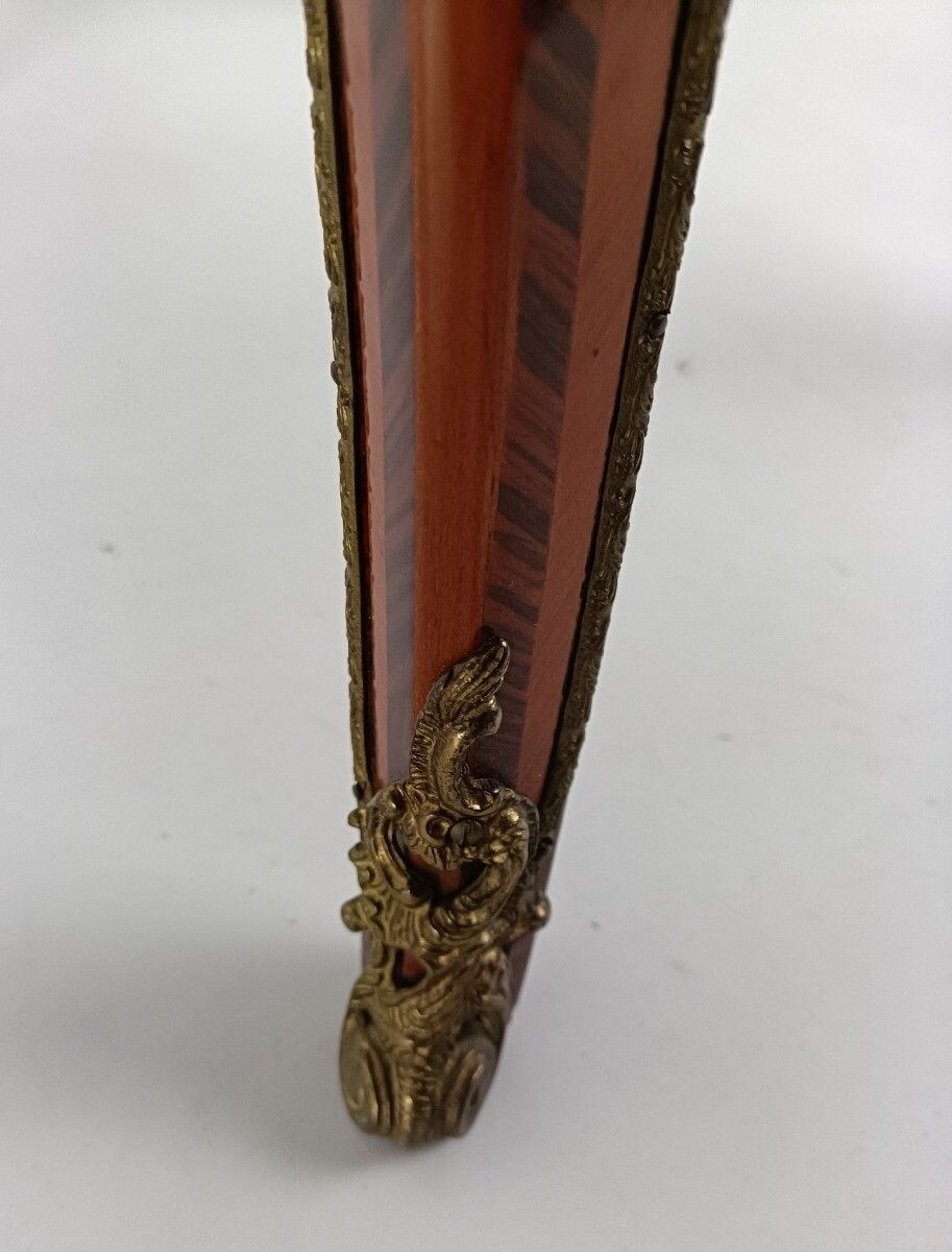 photo furniture Italian Table Inlay Brass Trims Vintage Louis XV Style Wood Stunning Marquetry E
