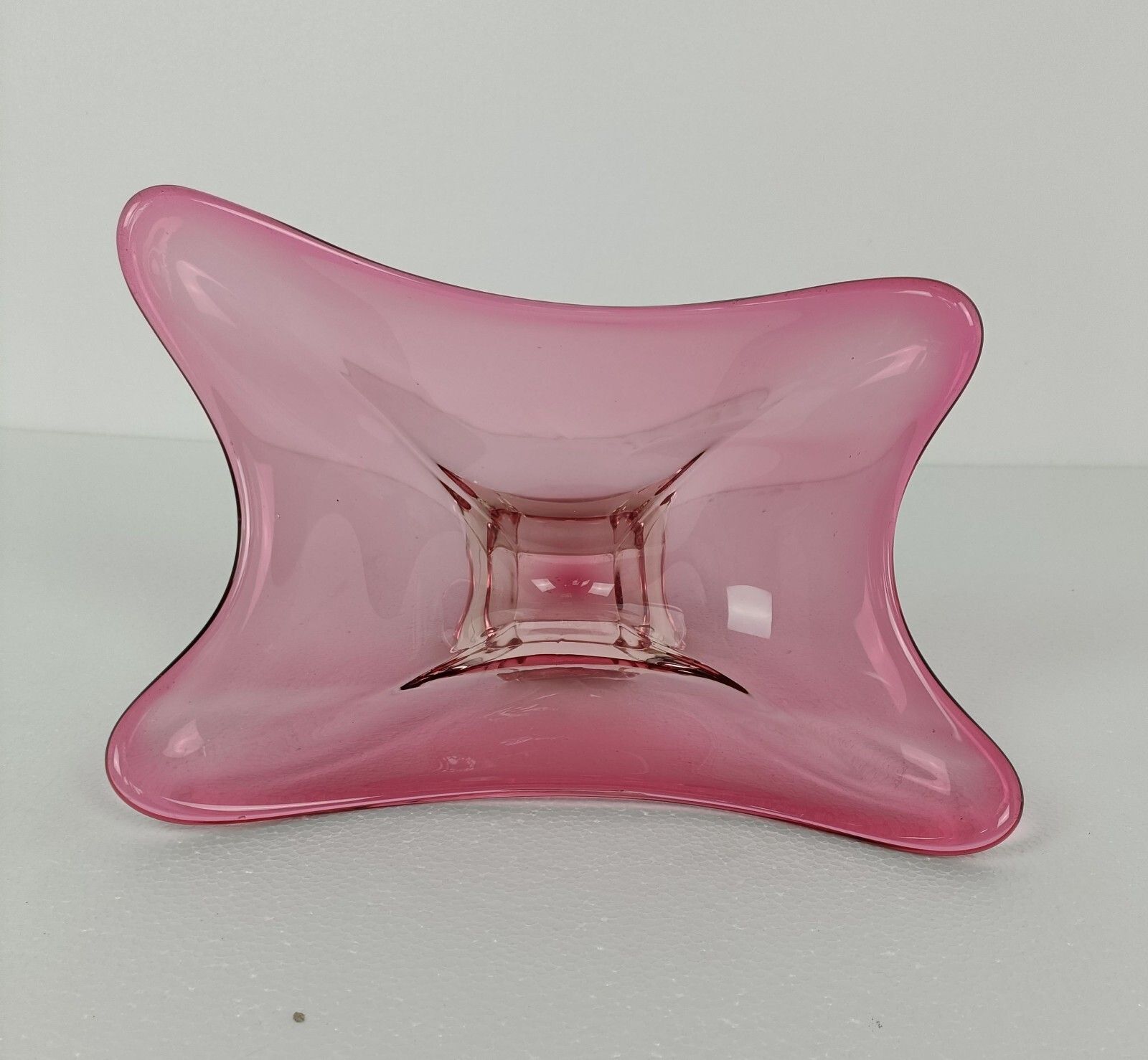 Val St Lambert Belgium Bowl Dish Centerpiece Cranberry Marked Art Glass Art Deco photo 278.0