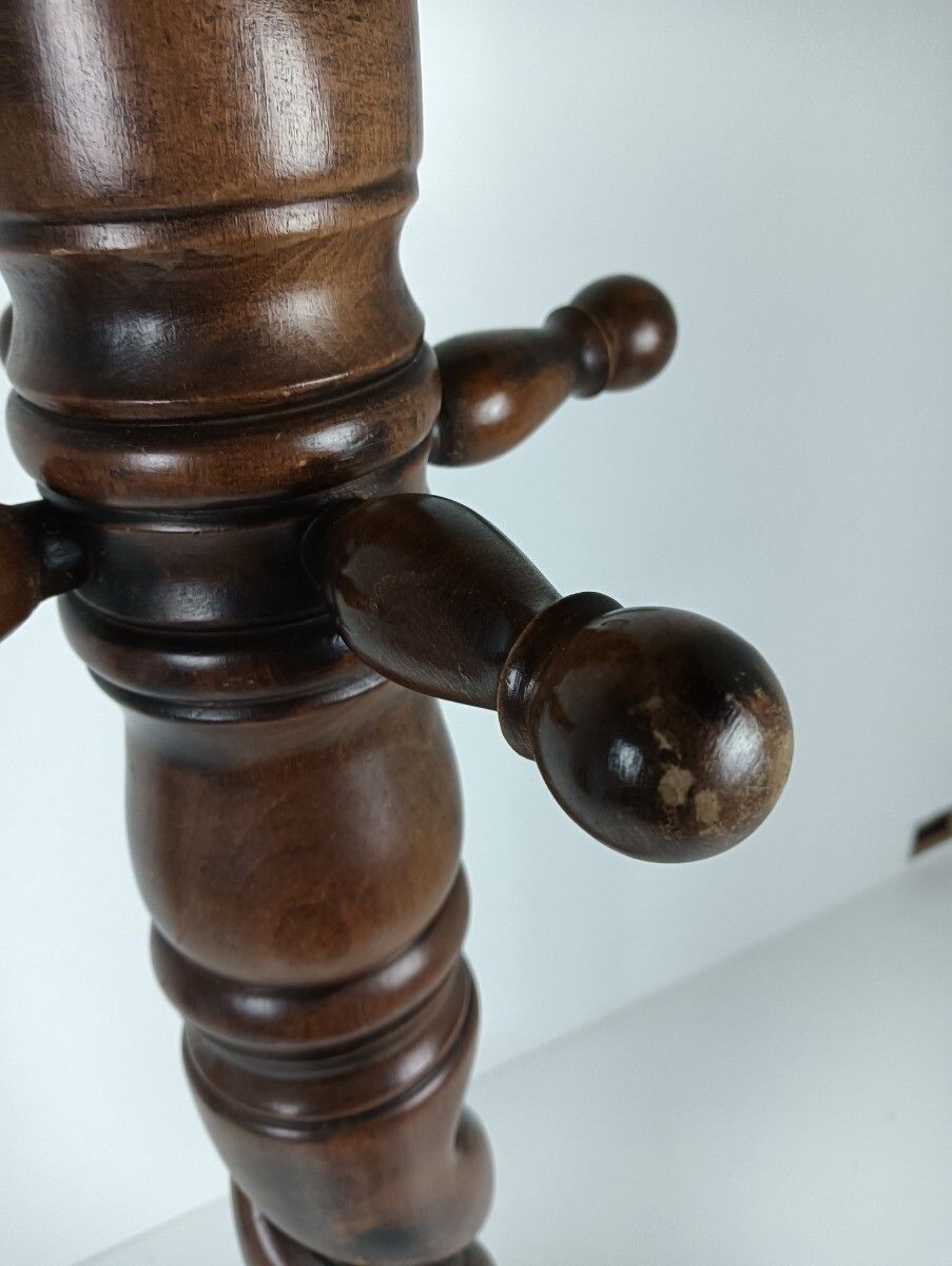 Standing Hall Tree Open Barley Twist Coat Hallway Rack Wood Vintage Barn Farmhou photo vintage