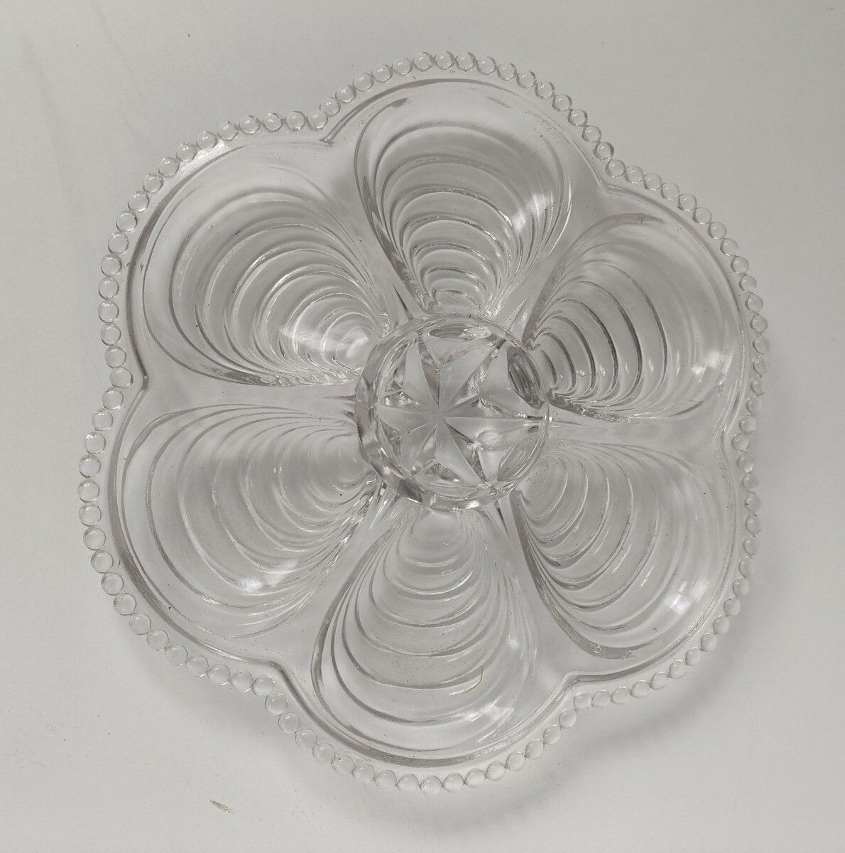 6 Glass Oyster Plate French Vintage Clear Glass Decor Rare Collection Oysters Di photo furniture