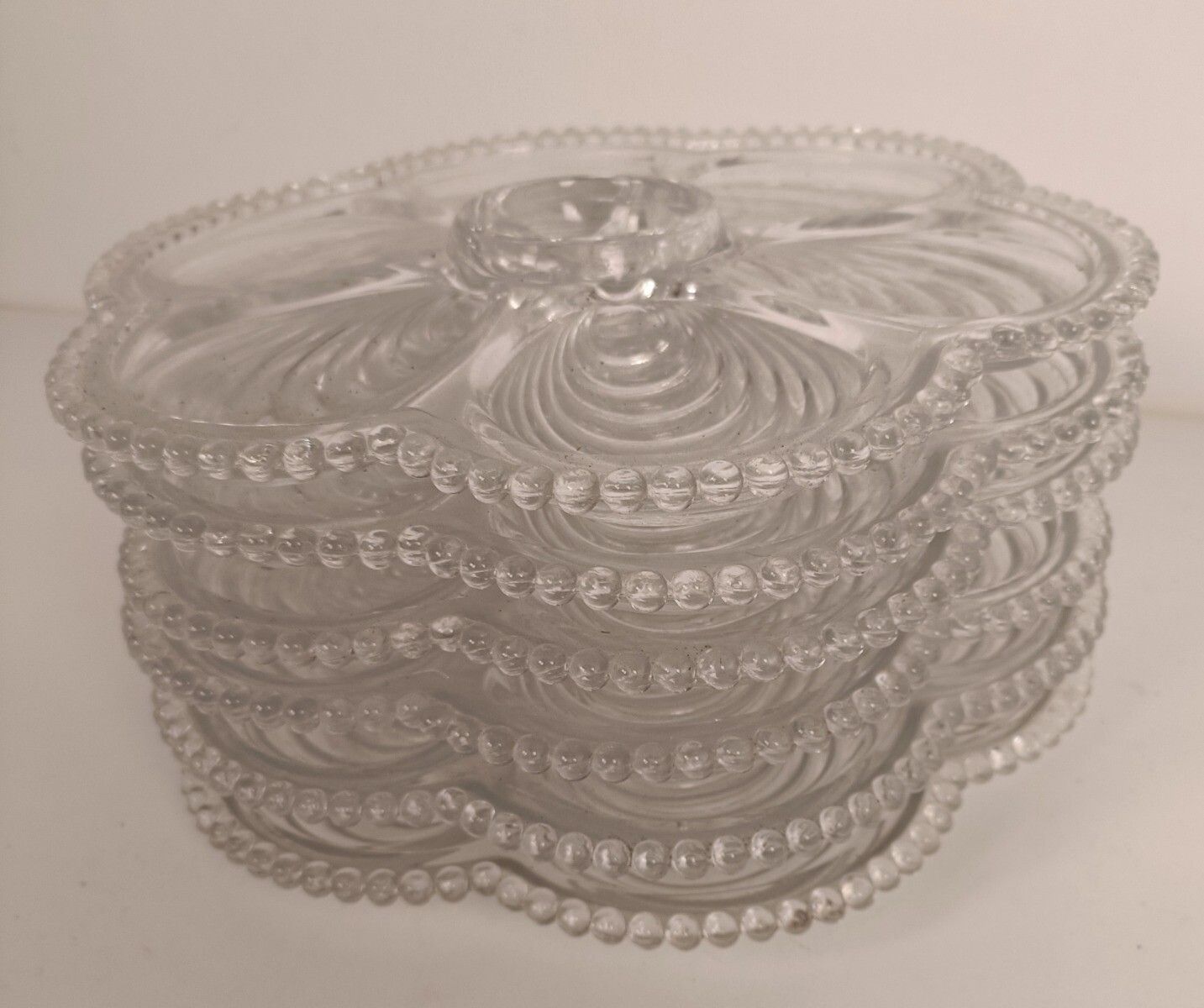 6 Glass Oyster Plate French Vintage Clear Glass Decor Rare Collection Oysters Di photo vinterior