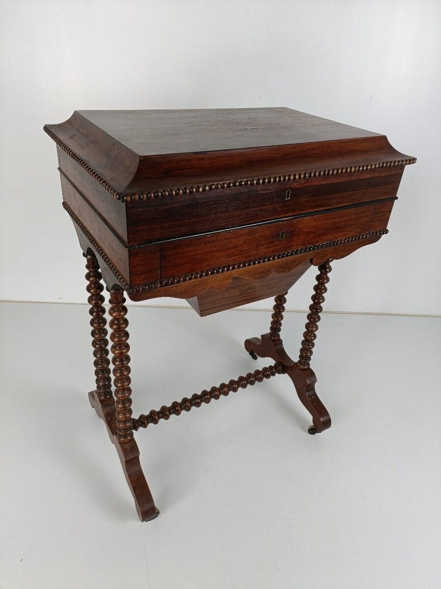 Antique Sewing Quilting Cabinet Table On Wheels Hobnails Edwardian Gorgeous photo furniture