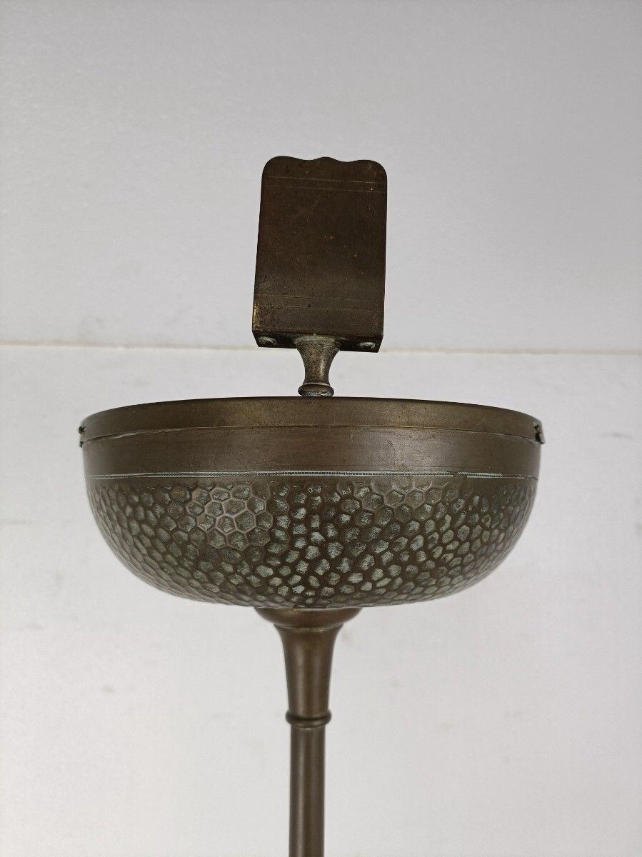 Vintage Standing Hammered Brass Glass Ashtray French Floor Cigarette Holder Stan photo Home Decor