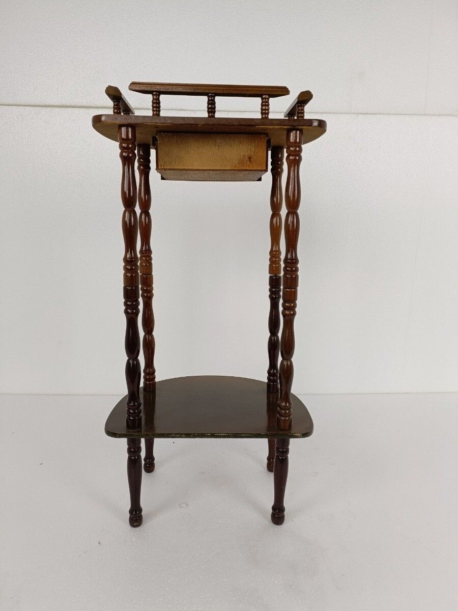 Pedestal  Side Table Plant Bonsai Stand Italian Wood Vintage Etagère Display Ca photo vintage