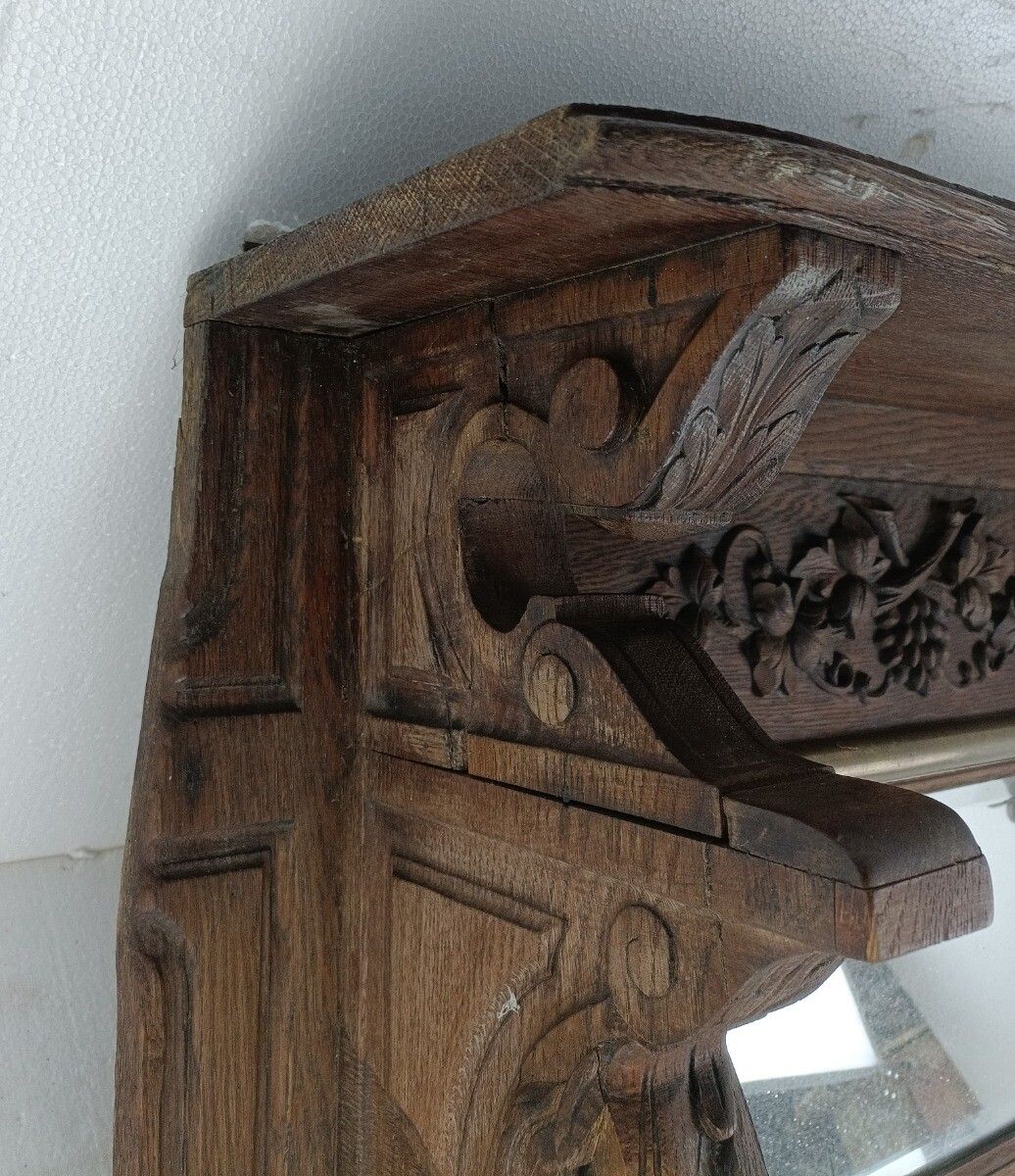 Antique Coat Rack Hat Rack Kitchen Rack Ornate Carved Wood Huge With Mirror photo 728.0