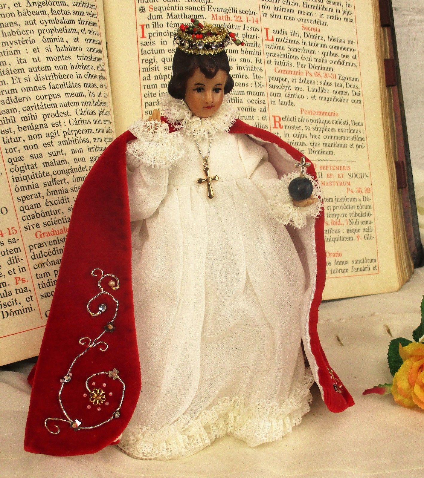 Figurine Statue Wax Little Infant Of Prague Santo Nino Doll Collector  Htf 8.6" photo furniture