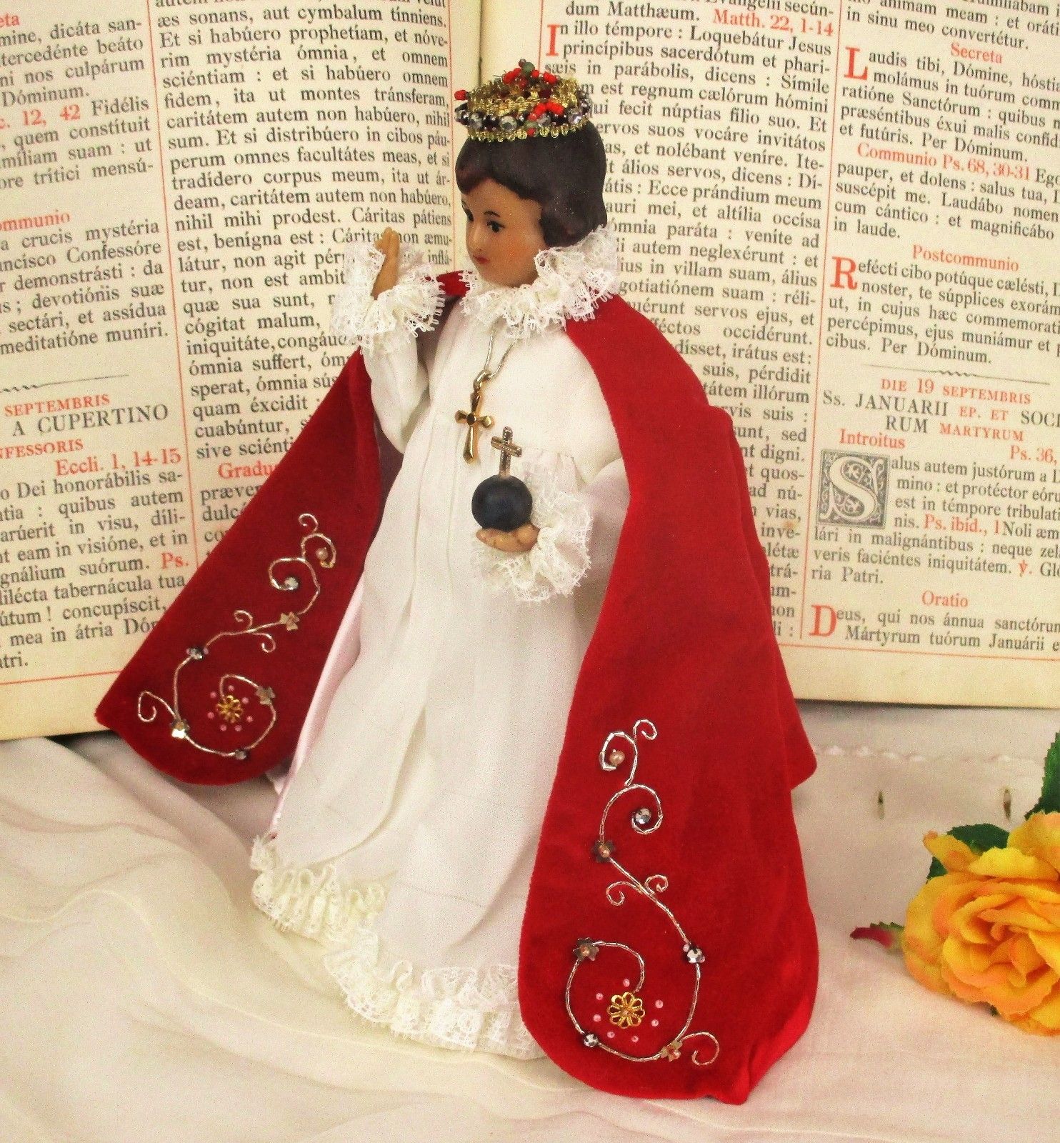 Figurine Statue Wax Little Infant Of Prague Santo Nino Doll Collector  Htf 8.6" photo 182.0