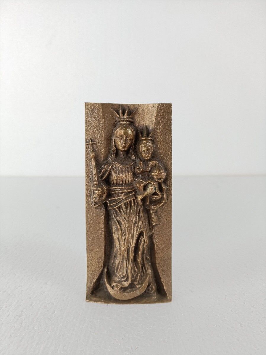 Vintage Wall Plaque Red Copper Madonna And Infant Rare Heavy Dedicated photo furniture